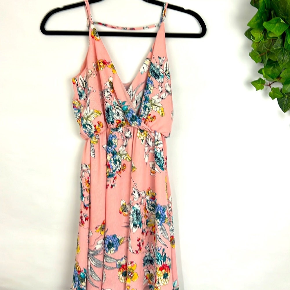 Lush Pink Asian inspired Floral Mini Dress - Picture 7 of 7